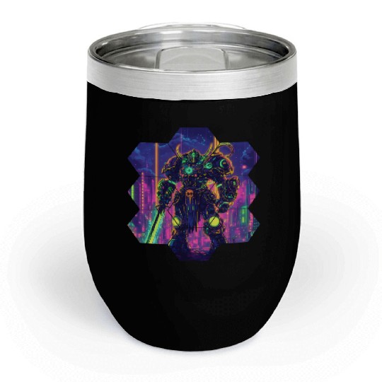 Bright Sci Fi Warrior In Neon Colors Chill Wine Tumblers