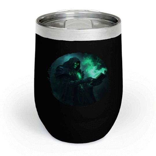 Green Shadow Mage with Burning Spell Book Chill Wine Tumblers