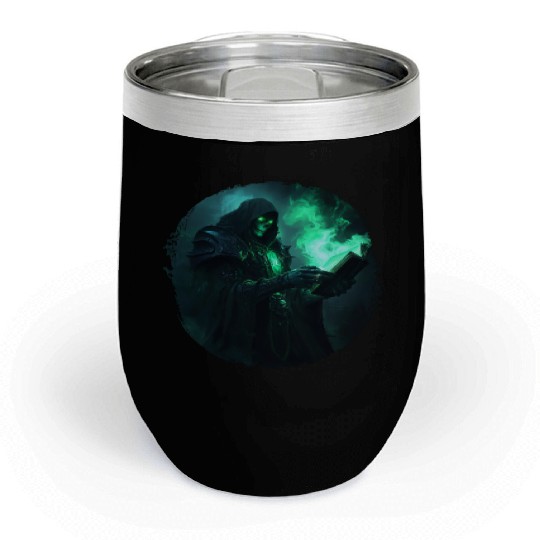 Green Shadow Mage with Burning Spell Book Chill Wine Tumblers