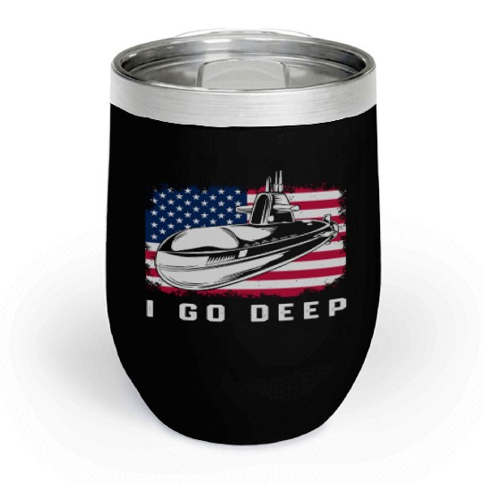 Patriotic American Submarine Veteran Chill Wine Tumblers