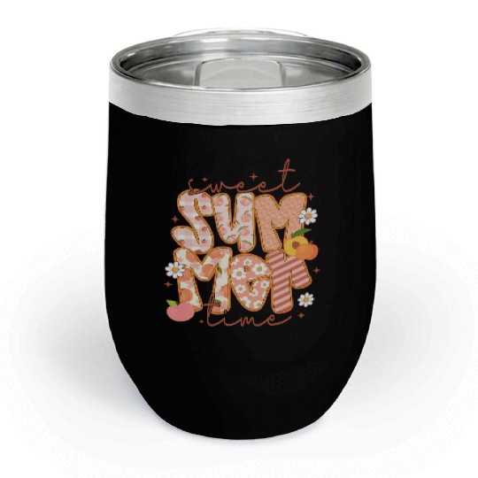Sweet Summer Time Preppy Peach Chill Wine Tumblers