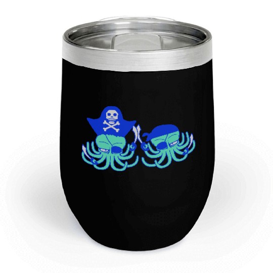 Two octopus pirate sailing crew captain privateer Chill Wine Tumblers