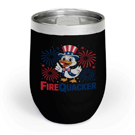 Womens Duck Firequacker Patriotic Fourth of July I Chill Wine Tumblers