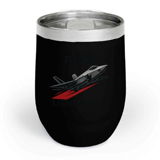F-35 Lightning II Stealth Fighter Jet Art Chill Wine Tumblers