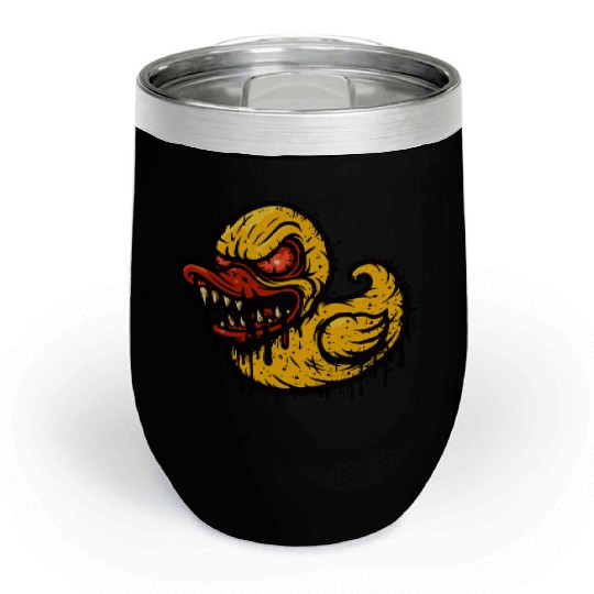 Evil Duck – Crazy Horror Cartoon Chill Wine Tumblers