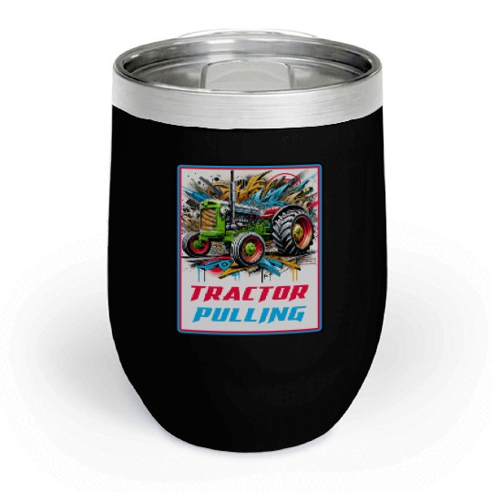 Tractor Pulling Power Chill Wine Tumblers