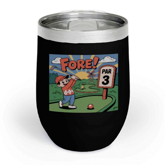 Mini Golf Retro Cartoon on Champion Unisex Chill Wine Tumblers