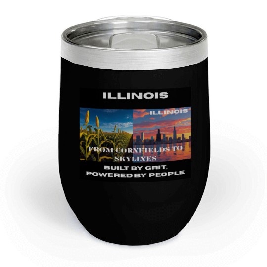 Illinois Midwest Mosaic Art Chill Wine Tumblers