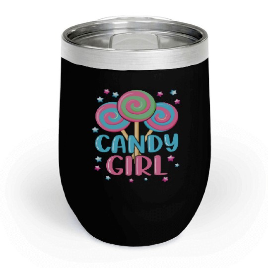 Cute Lollipop Candy Girl Design 01 Chill Wine Tumblers