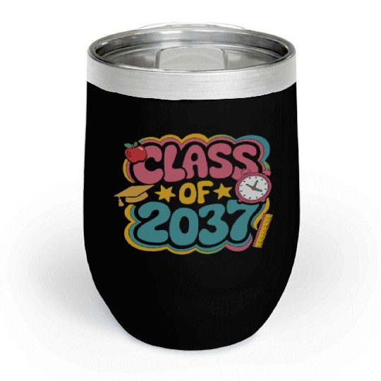 Class of 2037 Grow With Me, groovy back to school Chill Wine Tumblers