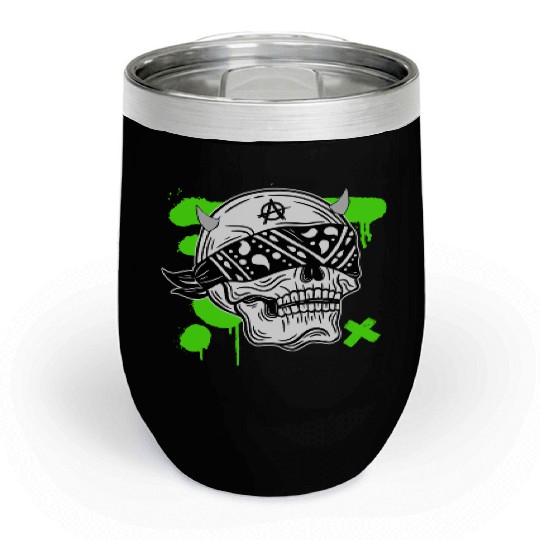 Black Green Streetwear Skull Chill Wine Tumblers 20250712