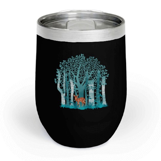 The deer in forest Chill Wine Tumblers