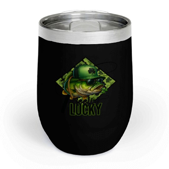 Reelin' Lucky Bass Fish Chill Wine Tumblers
