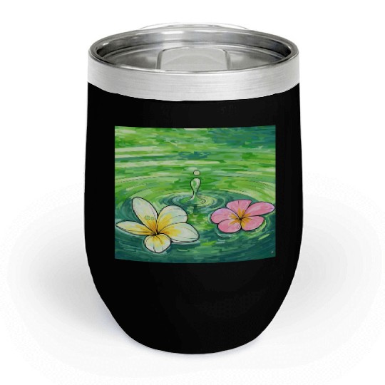 Serene Water Lilies Watercolor Design Chill Wine Tumblers
