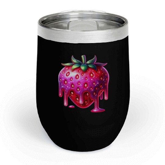 Vivid Dripping Strawberry Artwork Chill Wine Tumblers