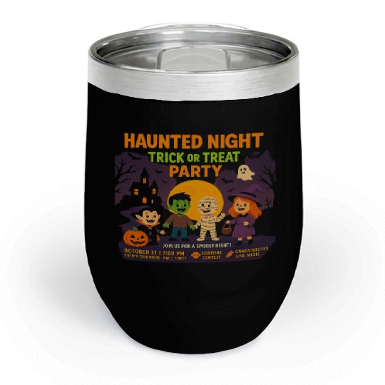 Halloween Trick or Treat Party Design Chill Wine Tumblers
