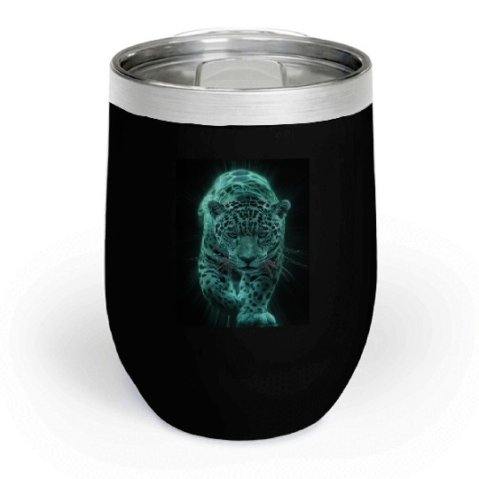 Neon Jaguar in Motion Chill Wine Tumblers