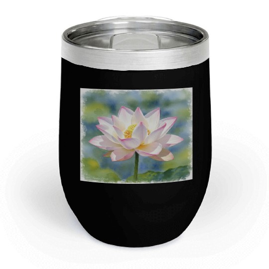 Serene Water Lily Floral Print Chill Wine Tumblers