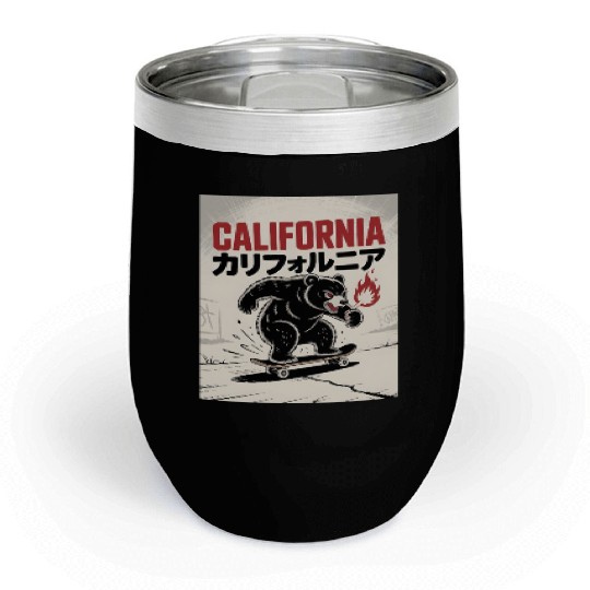 California Skate Bear – Streetwear Rebel Style Chill Wine Tumblers