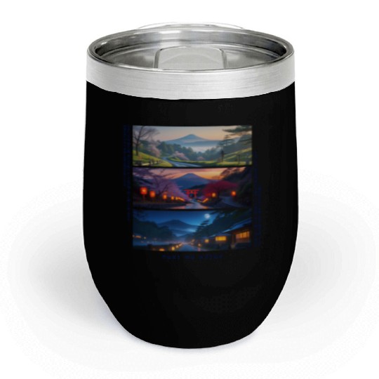 003 - Serene Mount Fuji Nightscapes Chill Wine Tumblers