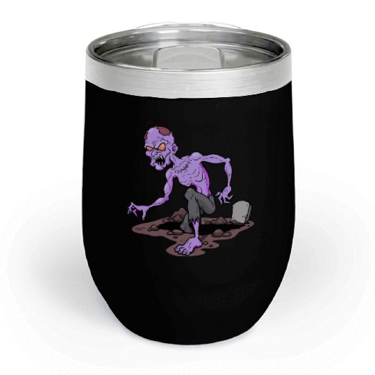Horror Zombie Monster Illustration Chill Wine Tumblers