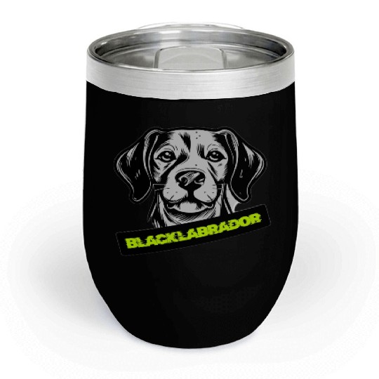 Black Labrador Portrait Illustration Chill Wine Tumblers
