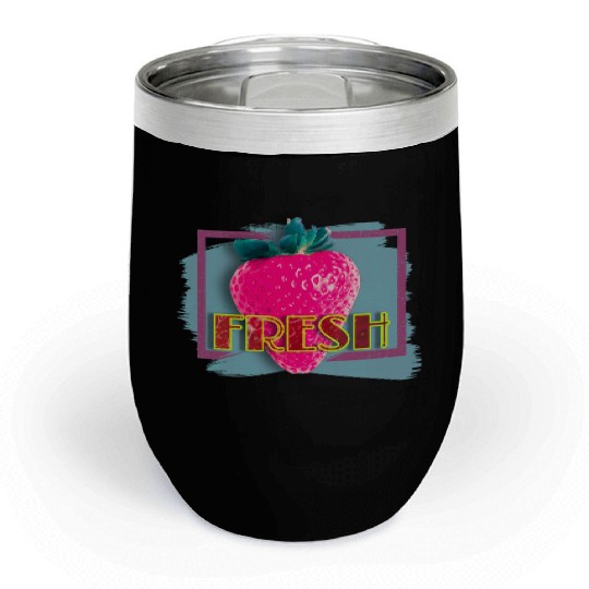 Vibrant Strawberry with Fresh Neon Sign Chill Wine Tumblers