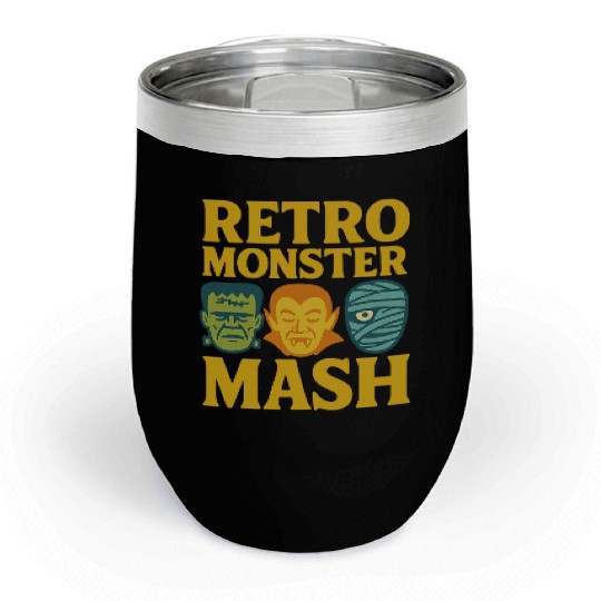 Retro Monster Mash Chill Wine Tumblers Design
