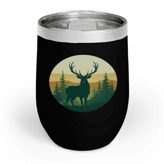Majestic Forest Deer Silhouette Chill Wine Tumblers