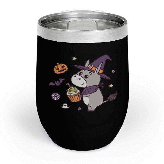 Whimsical Halloween Witch Pony Design Chill Wine Tumblers