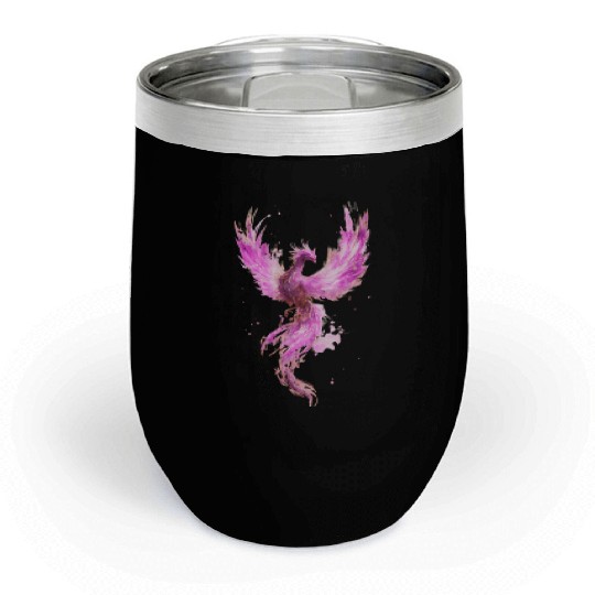 Celestial Phoenix Watercolor Illustration Chill Wine Tumblers