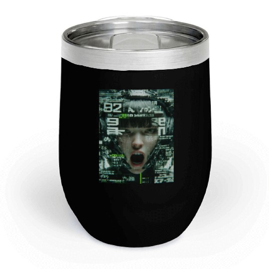 Cyberpunk Digital Scream Chill Wine Tumblers