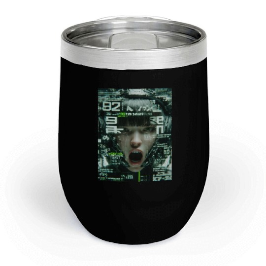 Cyberpunk Digital Scream Chill Wine Tumblers