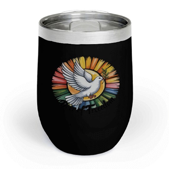 Peaceful Dove with Olive Branch Design Chill Wine Tumblers