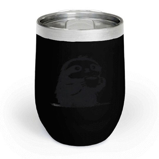 Funny Coffee Animal Lover Cute Sloth Design Chill Wine Tumblers