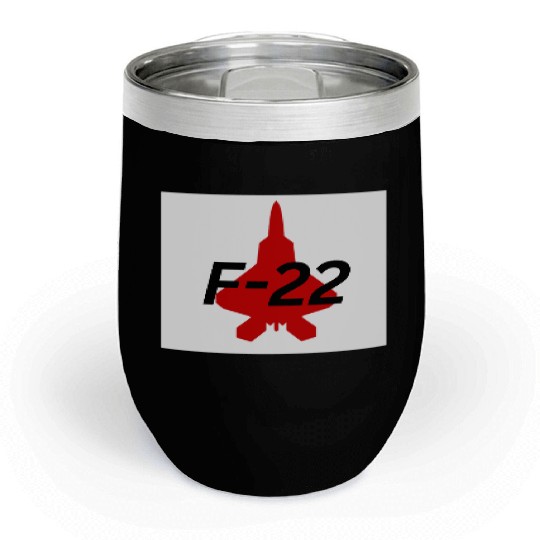 F-22 Stealth Fighter Silhouette Design Chill Wine Tumblers