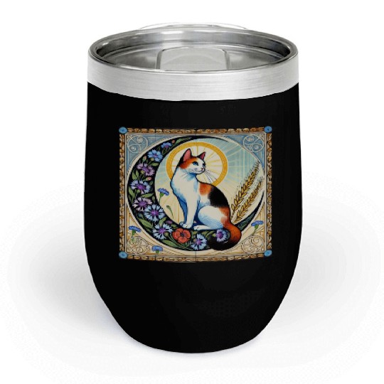Celestial Calico Cat Art Design Chill Wine Tumblers