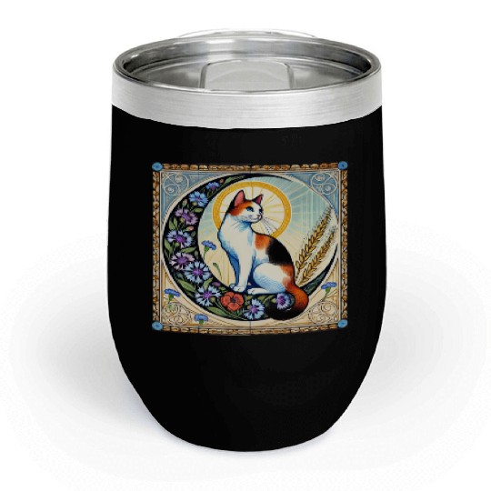 Celestial Calico Cat Art Design Chill Wine Tumblers