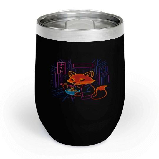 Neon Fox Nightlife Streetwear Chill Wine Tumblers