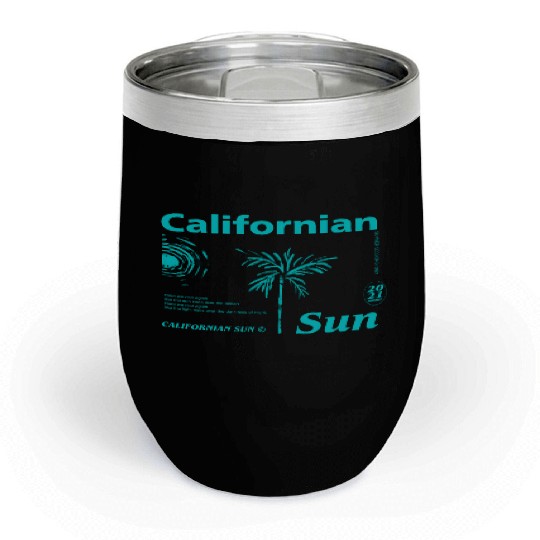 California Sun Fireworks Illustration Chill Wine Tumblers