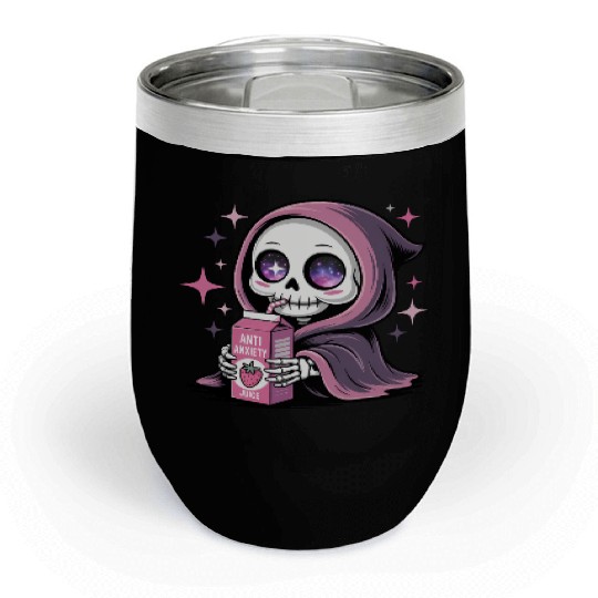 Cosmic Skeleton Drinking Strawberry Juice Chill Wine Tumblers