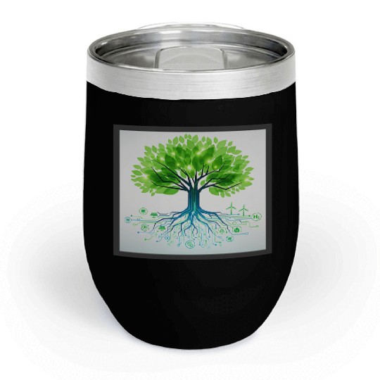 Eco-Tech Tree of Sustainability Chill Wine Tumblers