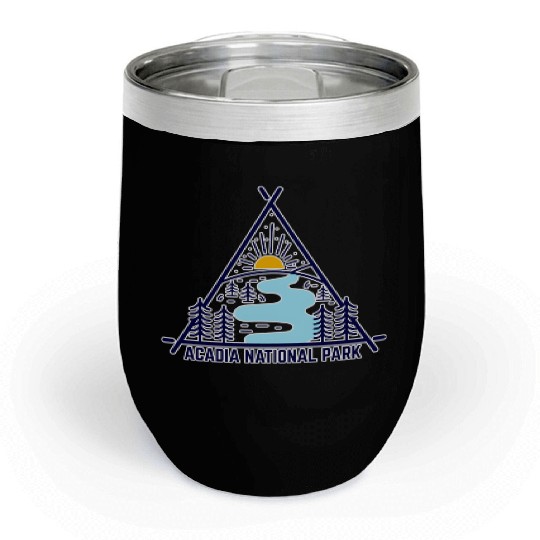 Acadia National Park Camping Scene Chill Wine Tumblers