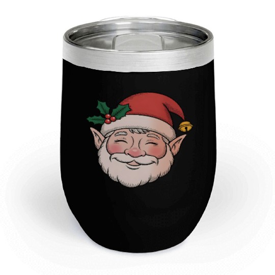 Festive Santa Elf Face Design Chill Wine Tumblers