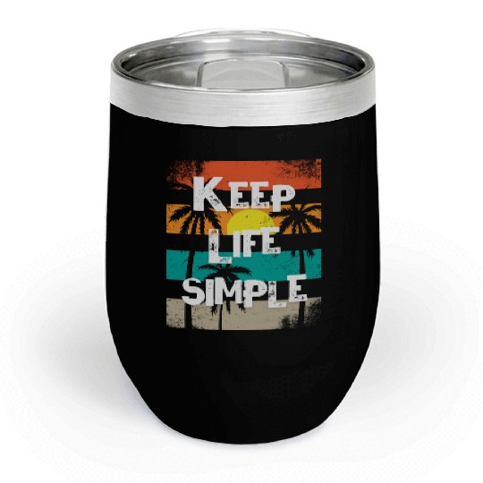 Sunset Palm Tree Inspirational Design Chill Wine Tumblers