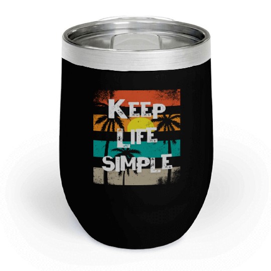 Sunset Palm Tree Inspirational Design Chill Wine Tumblers