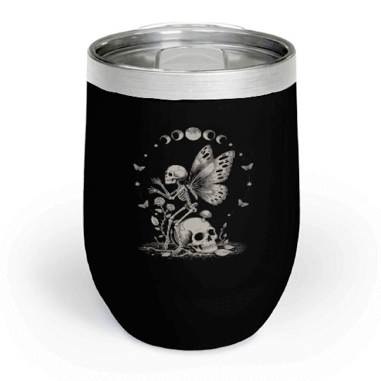 Gothic Skeleton Fairy With Moon Phases Chill Wine Tumblers