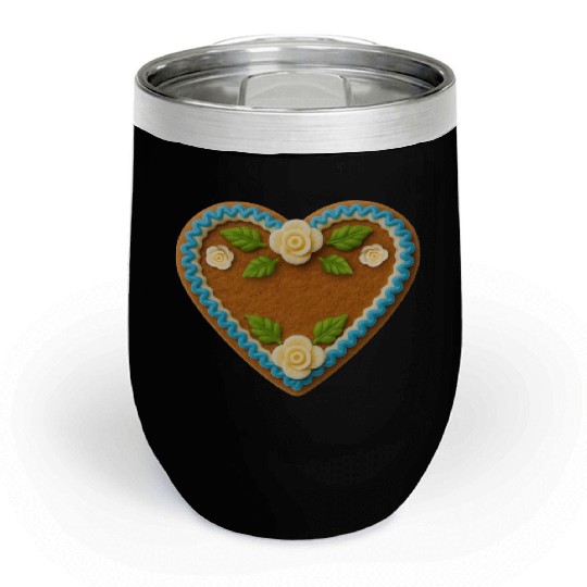 Heart-Shaped Gingerbread Cookie with Floral Icing Chill Wine Tumblers