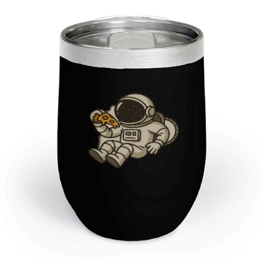Cute Astronaut Eating Pizza Illustration Chill Wine Tumblers