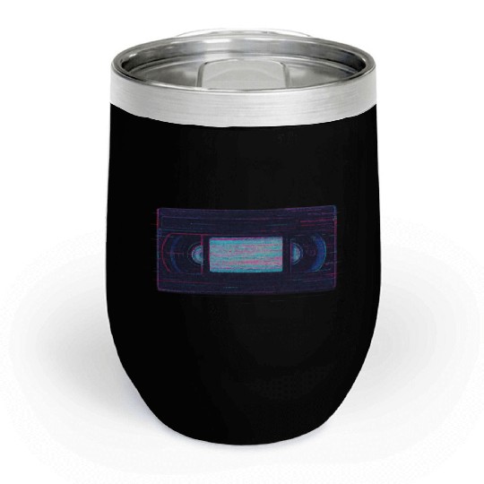 Retro VHS Tape Neon Glow Design Chill Wine Tumblers
